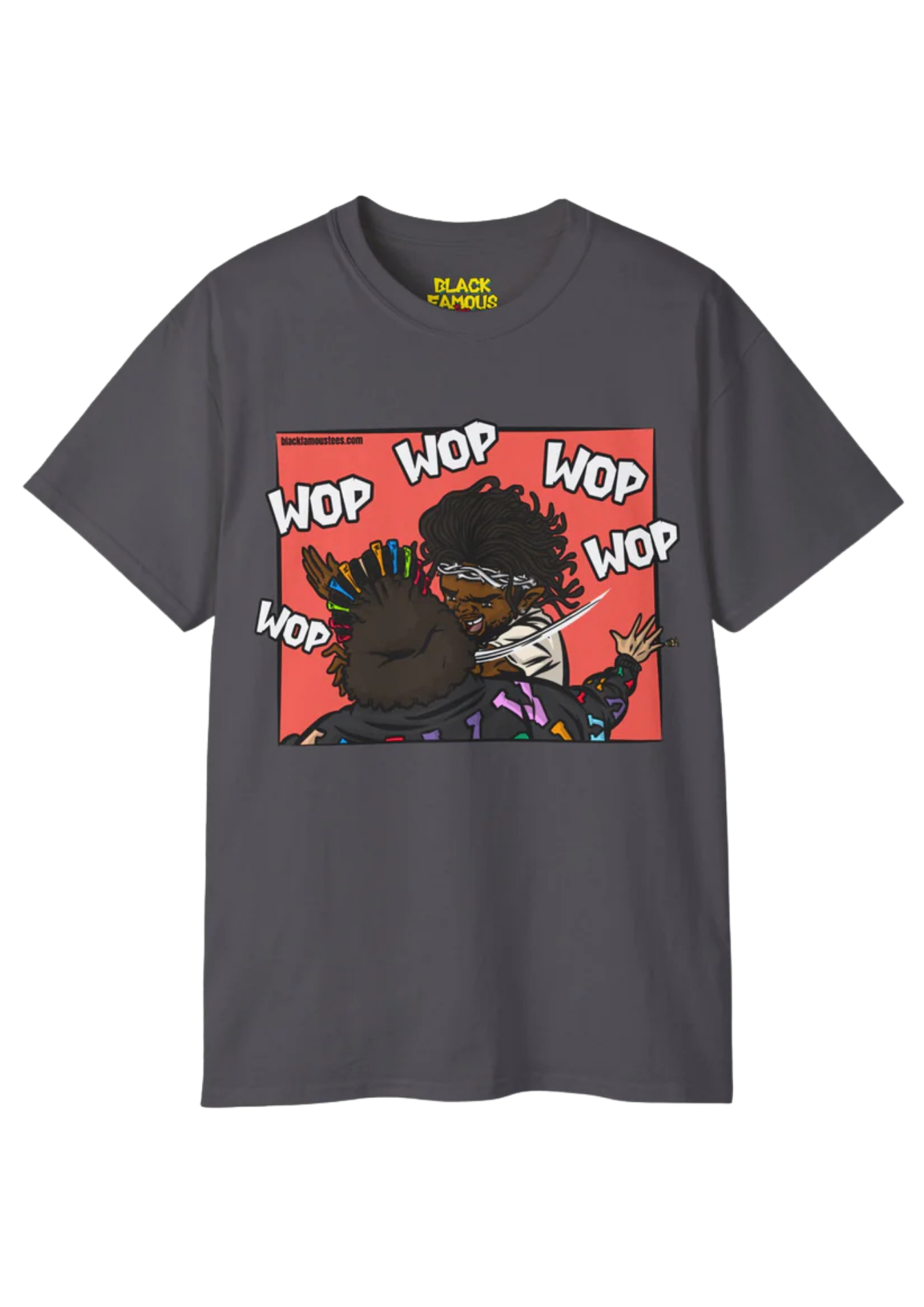 Black Famous Tees illustrated Wop T-shirt